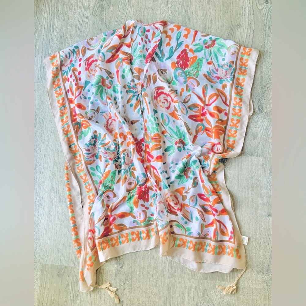 Do Everything in Love Colorful Floral Coverup OS